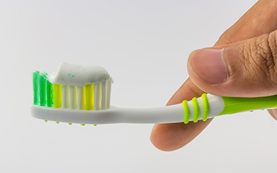 Toothbrush with toothpaste on it