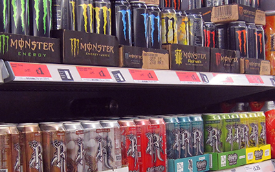 Energy drinks in a store
